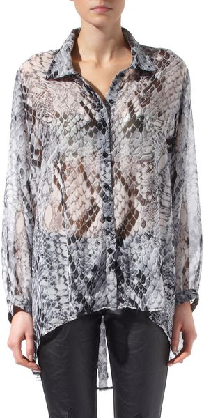 Style Stalker Snake Skin Print Blouse - Lyst