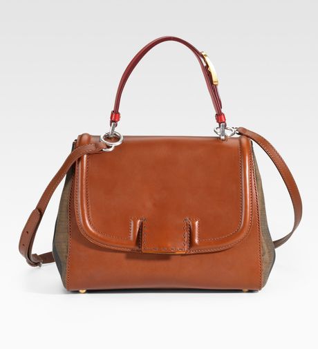 Fendi Striped Silvana Top Handle Bag in Beige (BROWN) - Lyst
