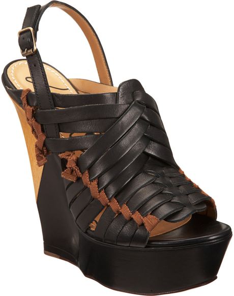 Lanvin Woven Wedge in Black - Lyst