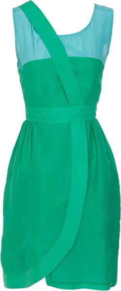 Contrasting Silk Dress with Tulip Skirt 