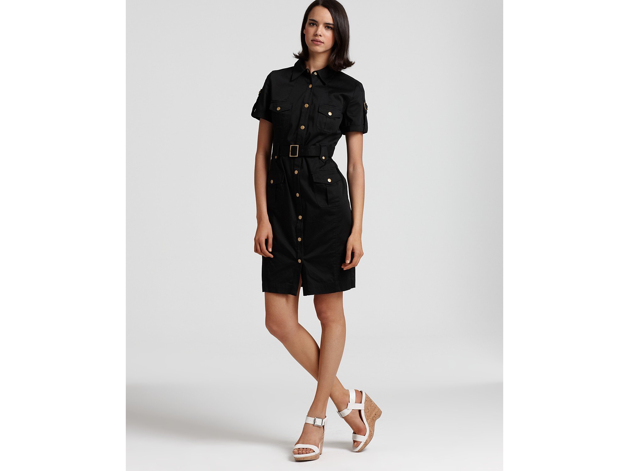 calvin klein belted shirt dress