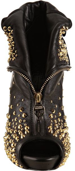 black booties with studs