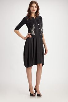 Eileen Fisher Sequined Cotton/cashmere Cardigan - Lyst