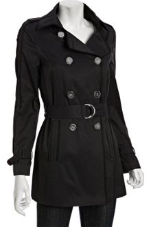 Elie Tahari Navy Cotton Blend Cathy Double Breasted Belted Tench Coat - Lyst