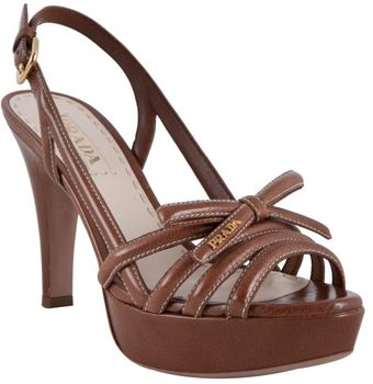  Rosewood Leather Bow Detail Platform Slingbacks 