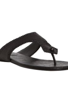 Balenciaga Black Tooled Leather Thong Flat Sandals - Lyst