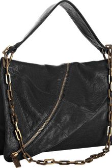 Kooba Black Leather Halle Asymmetrical Zipper Shoulder Bag - Lyst