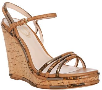 Elie Tahari Cognac Pieced Leather Charlotte Wedges - Lyst