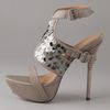 L.a.m.b. Taupe Leather Paillette Detail Keita Platform Sandals in Gold (taupe) - Lyst