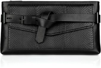  Knotted Strap Envelope Leather Clutch 