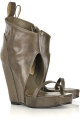 Rick Owens Open-toe Wedge Leather Ankle Boots