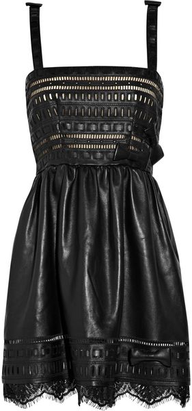  Lace-trimmed Laser-cut Leather Dress 