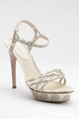 Elie Tahari Carrie Snake-embossed Leather Sandals