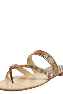 Manolo Blahnik Snakeskin Flat Sandal, Orange - Lyst