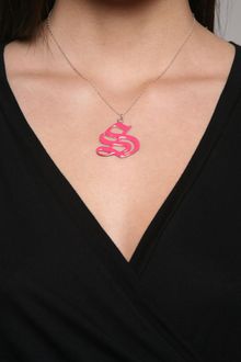 Christie Martin Jewelry Old English Enameled Necklace in Fuchsia - Lyst