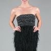 Sue Wong Strapless Feather Dress in Gray - Lyst