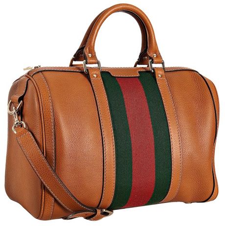 Gucci Tobacco Leather Vintage Web Boston Bag in Brown (tobacco) | Lyst