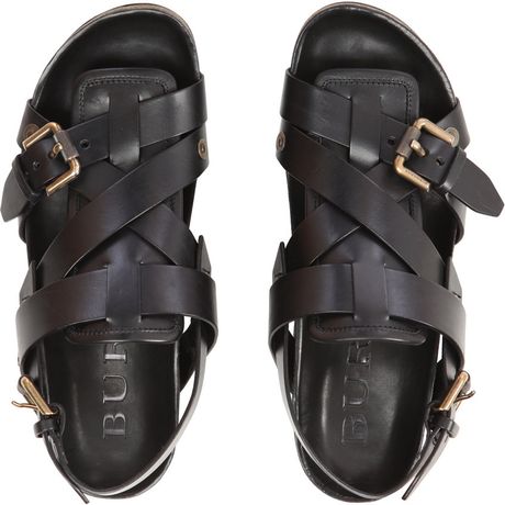 Burberry Prorsum Buckle Strap Sandals in Black for Men | Lyst