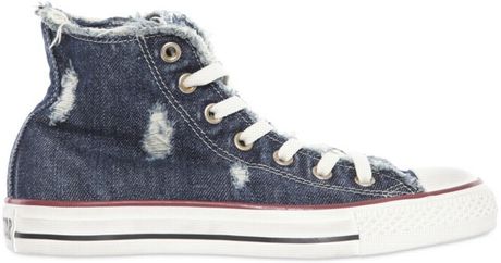distressed denim sneakers