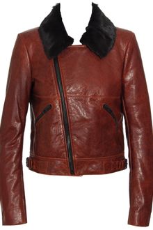 Balenciaga Leather Biker Jacket with Fur Collar - Lyst