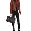 Balenciaga Leather Biker Jacket with Fur Collar in Brown - Lyst