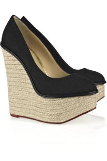 Charlotte Olympia Carmen Textured Cotton Espadrille Wedge Pumps - Lyst