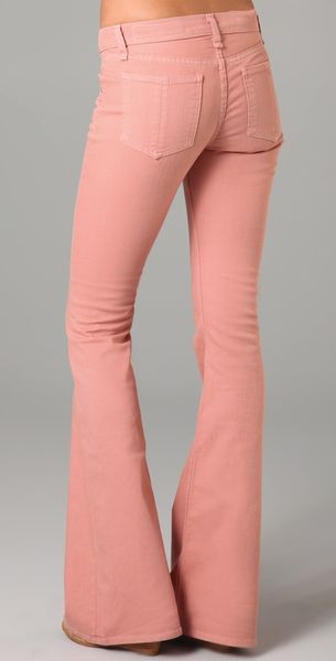 pink high waisted bell bottom jeans