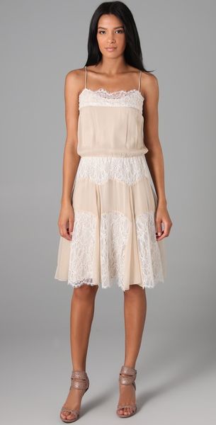 Haute Hippie Lace Overlay Slip Dress in Pink (nude) - Lyst