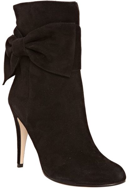 Valentino Black Suede Bow Detail Boots in Black - Lyst