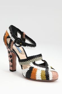 Prada Multi-color Woven Sandals - Lyst