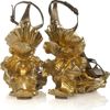 Alexander Mcqueen Sculpted Metallic and Leather Wedge Sandals in Gold