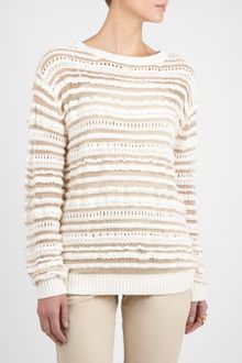 Vanessa Bruno Athé White Loose Open Knit Sweater - Lyst