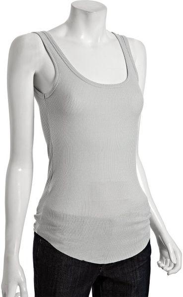 Bcbgeneration Pale Grey Ribbed Scoop Neck Rounded Hem Tank in Gray (grey) - Lyst