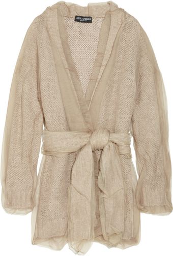 Dolce & Gabbana Mesh-overlay Open-knit Cardigan - Lyst
