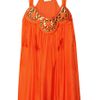 Milly Embellished Silk Trapeze Dress in Orange - Lyst