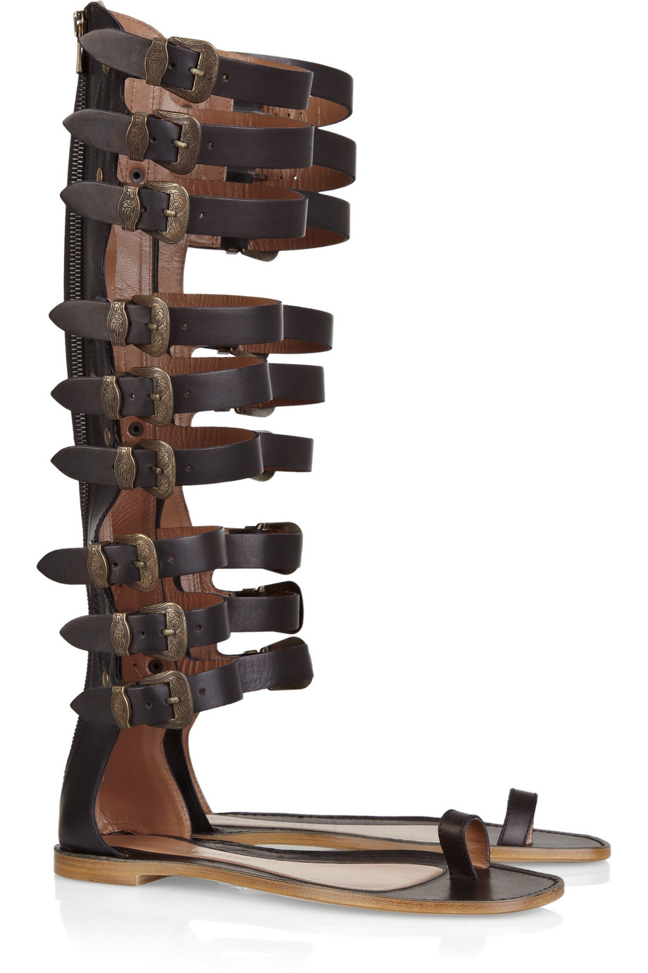 Sigerson Morrison Knee-high Leather Gladiator Sandals in Brown | Lyst