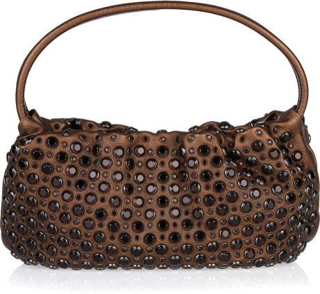Sonia Rykiel Crystalembellished Leather Bag in Brown - Lyst