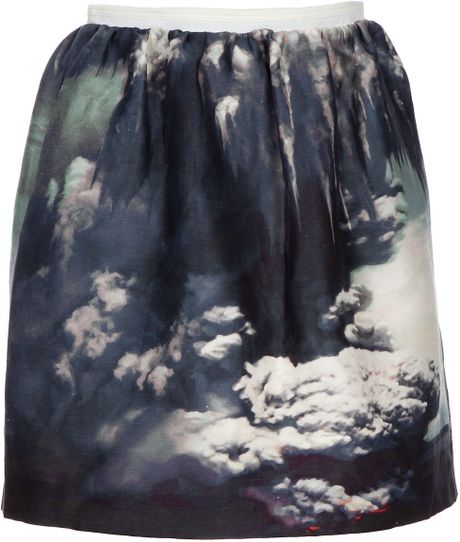 Carven Volcano Print Skirt in Blue (marine) - Lyst