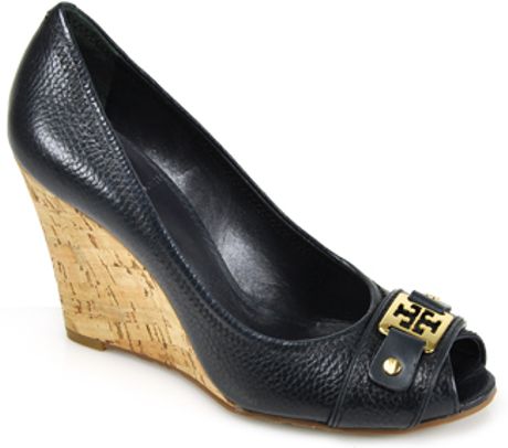 navy cork wedges