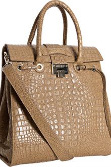 Jimmy Choo Beige Croc Embossed Leather Rosabel Structured Tote - Lyst