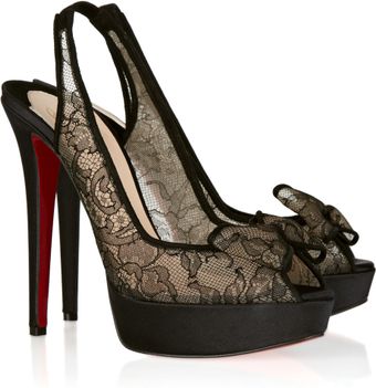 Christian Louboutin 140 Lace and Satin Slingbacks - Lyst