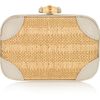 Gucci Broadway Raffia and Leather Clutch in Gold (gray) - Lyst