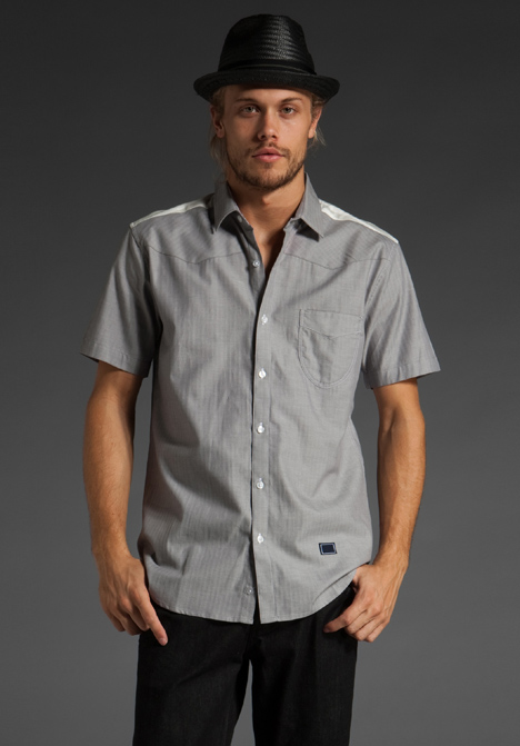 light grey short sleeve button up mens