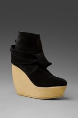 minimarket Suede Space Boot with Straps and Rubber Wedge