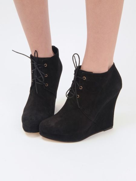 Opening Ceremony Stefania Suede Black Wedge Ankle Boot in Black