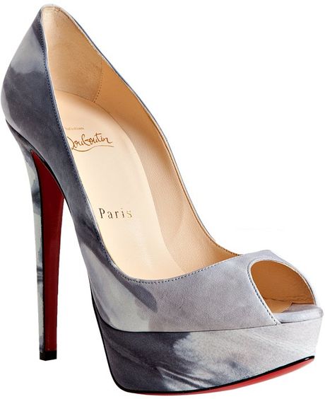 Christian Louboutin Grey Calf Banana 140 Woodstock Peep Toe Pumps in Gray (grey) - Lyst