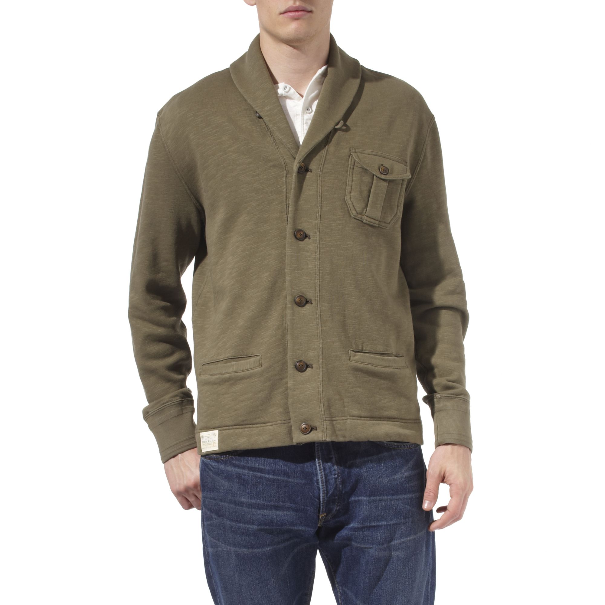 Ralph Lauren Shawl Collar Buttonthrough Cardigan in Green for Men Lyst