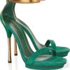 Gucci Suede and Glossedpython Sandals in Green (gold) - Lyst