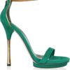 Gucci Suede and Glossedpython Sandals in Green (gold) - Lyst