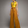 Oscar De La Renta Tiewaist Wideleg Pants in Brown (sienna) - Lyst